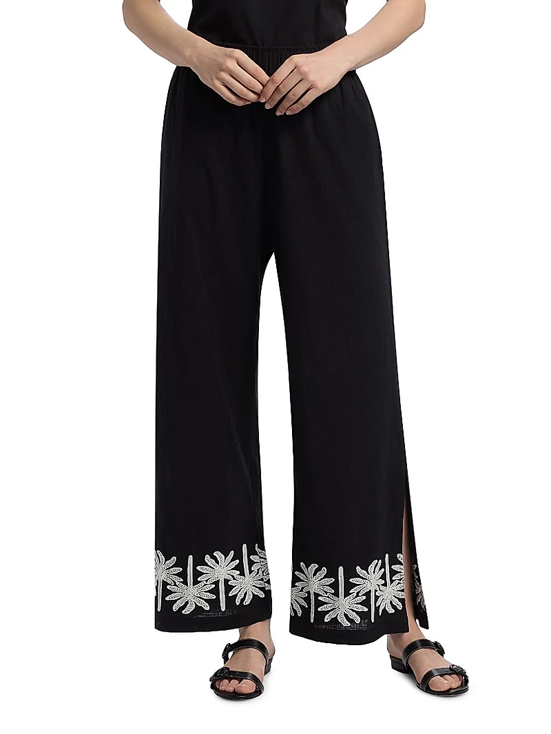 Hannah Cotton-Linen Wide-Leg Pants