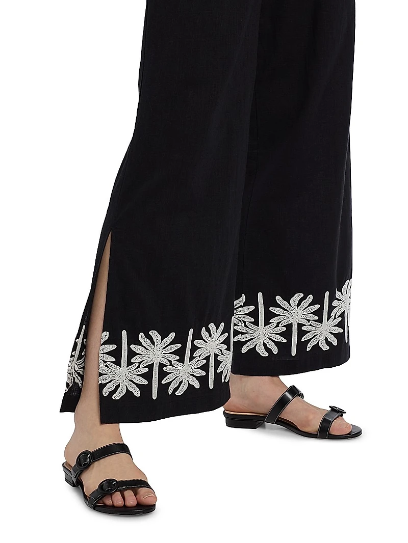 Hannah Cotton-Linen Wide-Leg Pants
