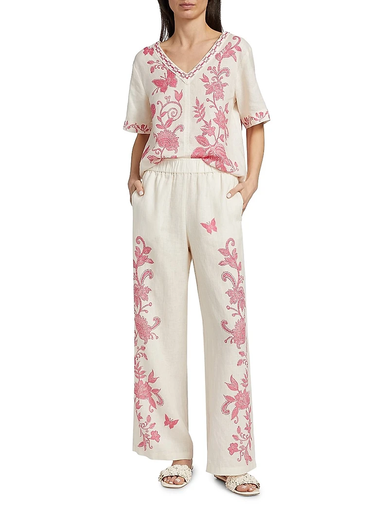 Printed Linen Pants
