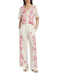 Printed Linen Pants