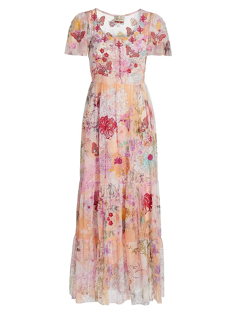 Valentina Floral Mesh Maxi Dress