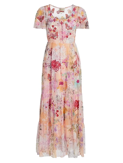 Valentina Floral Mesh Maxi Dress