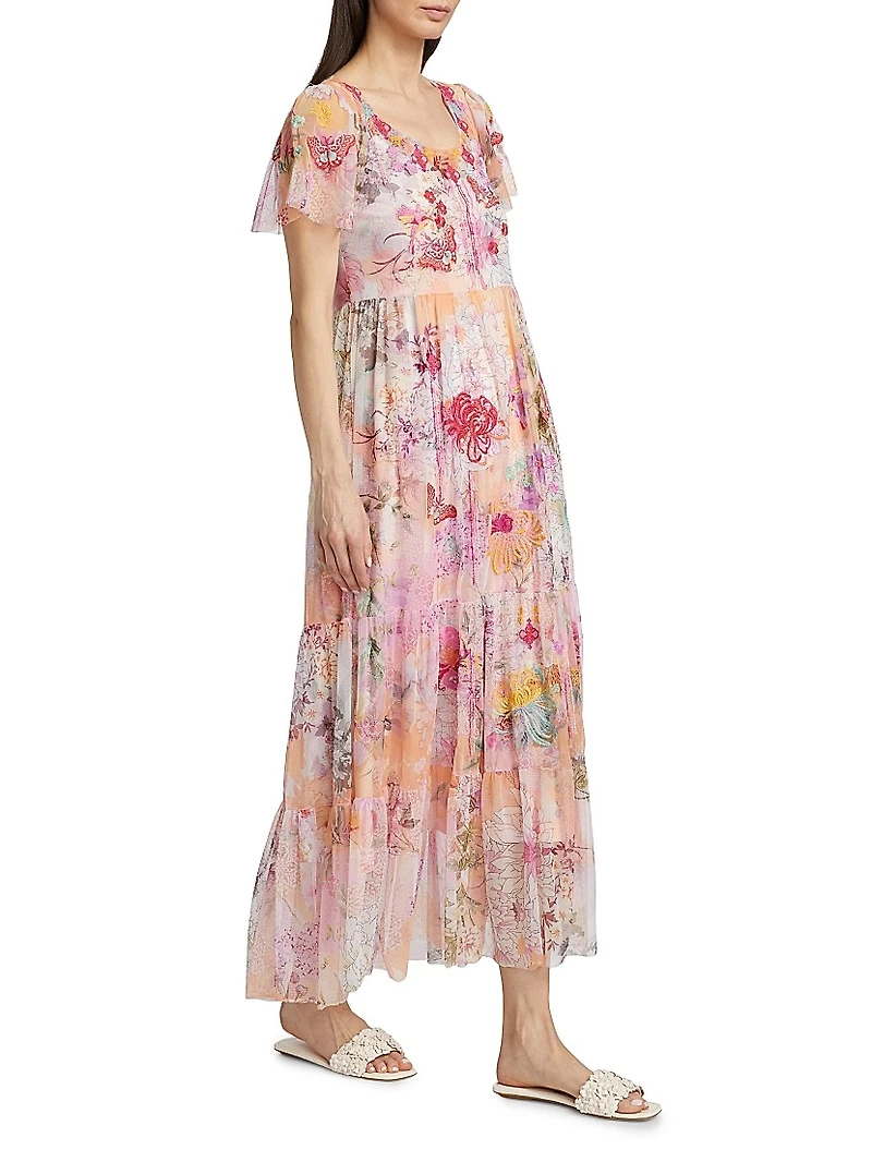 Valentina Floral Mesh Maxi Dress