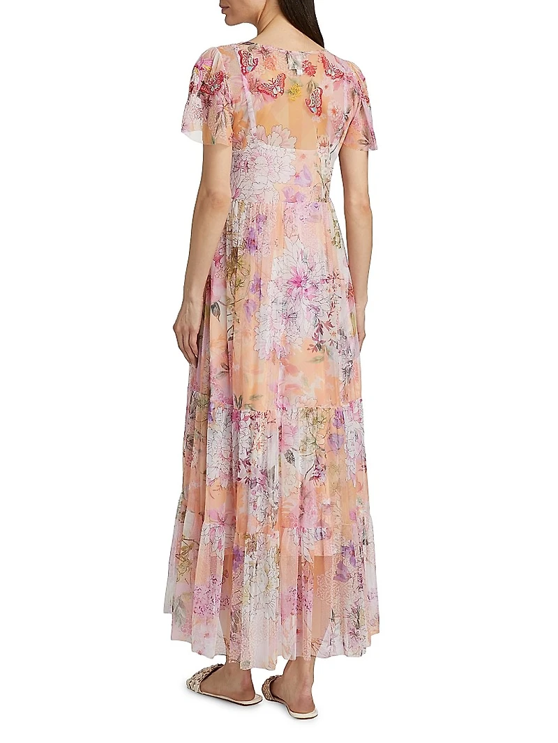 Valentina Floral Mesh Maxi Dress