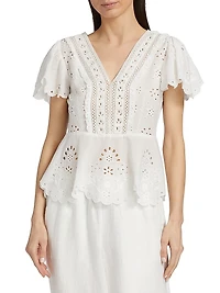 Elizabeth Eyelet Peplum Blouse