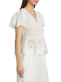 Elizabeth Eyelet Peplum Blouse