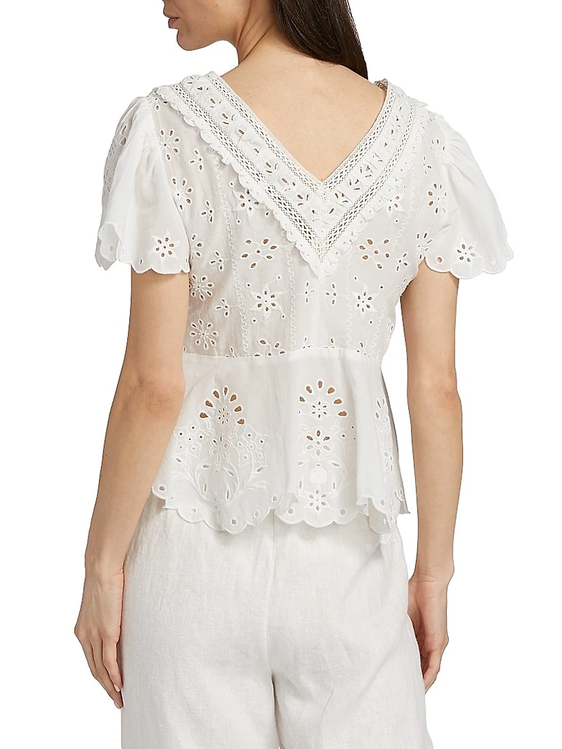 Elizabeth Eyelet Peplum Blouse