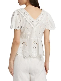 Elizabeth Eyelet Peplum Blouse