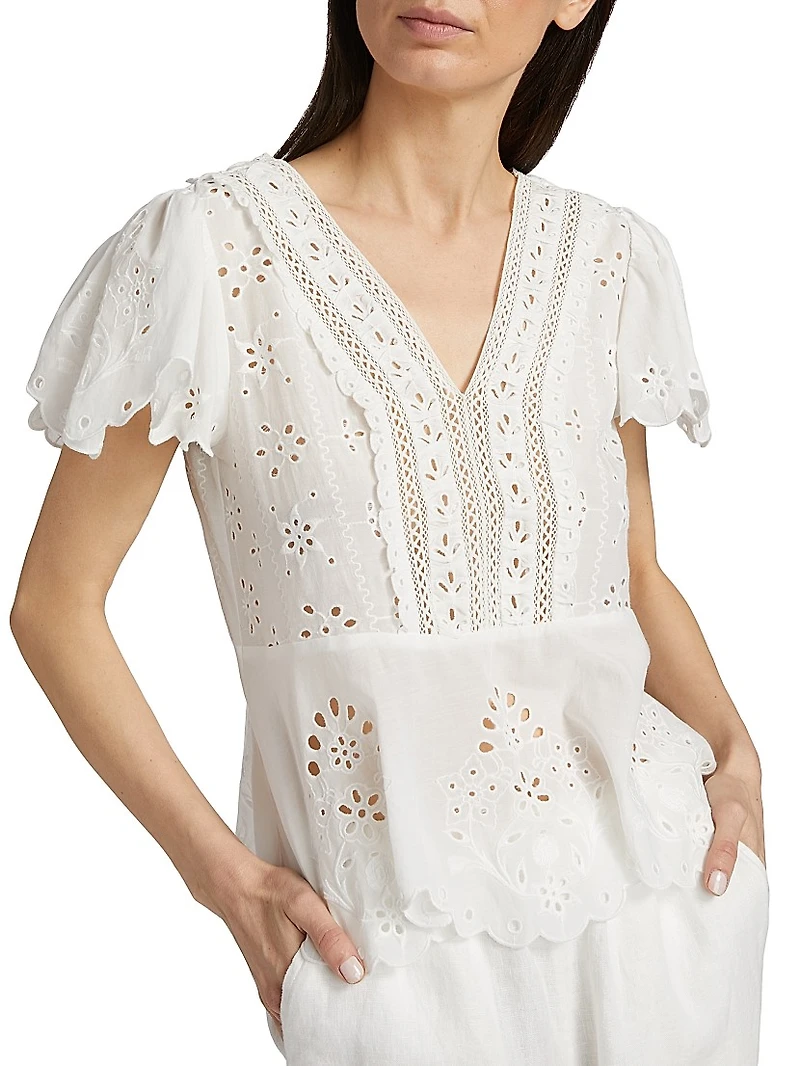 Elizabeth Eyelet Peplum Blouse