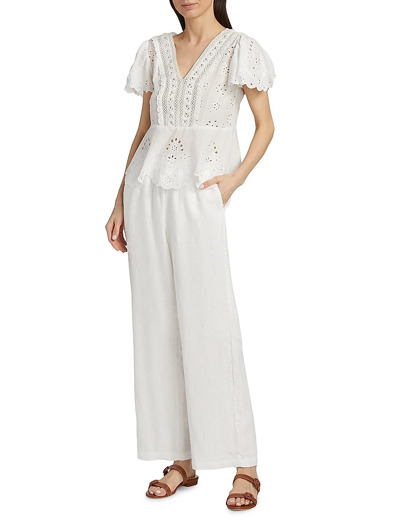 Elizabeth Eyelet Peplum Blouse