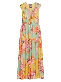 Maje Floral Tiered Maxi Dress