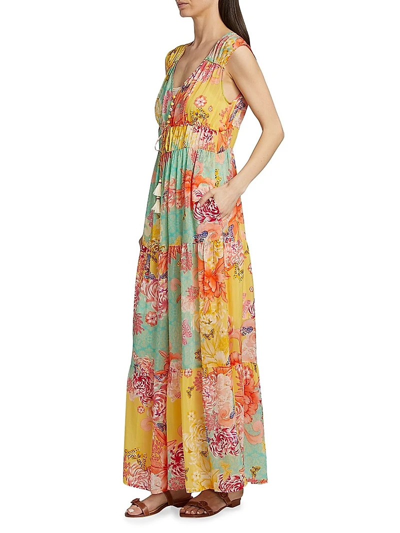 Maje Floral Tiered Maxi Dress