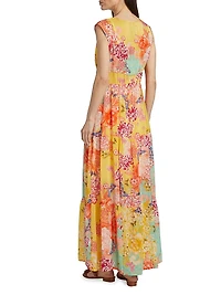 Maje Floral Tiered Maxi Dress
