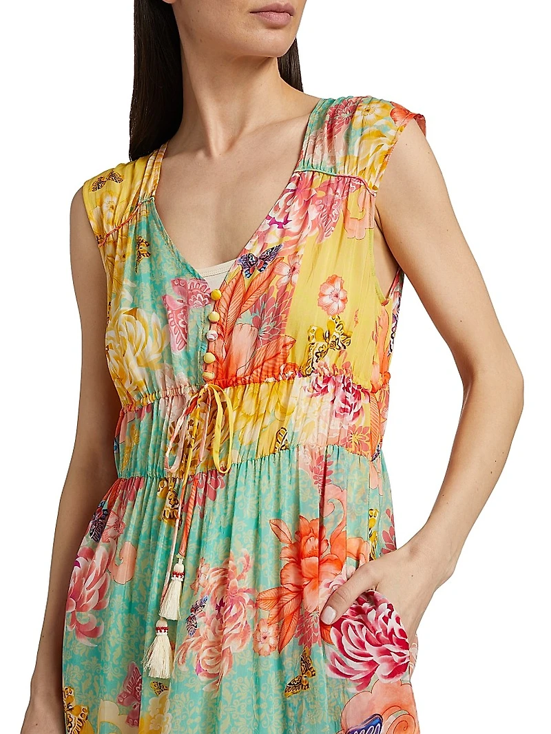 Maje Floral Tiered Maxi Dress