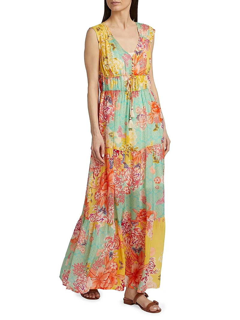 Maje Floral Tiered Maxi Dress