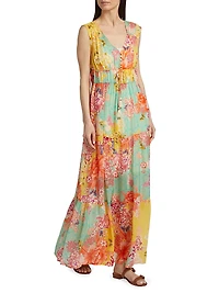 Maje Floral Tiered Maxi Dress