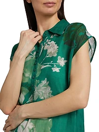 Dolman Floral Polo T-Shirt Midi-Dress