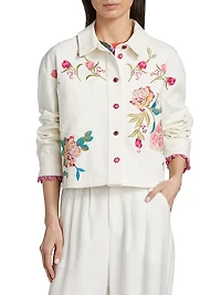 Stretch-Cotton Denim Crop Jacket