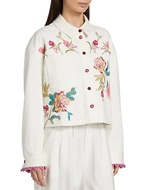 Stretch-Cotton Denim Crop Jacket