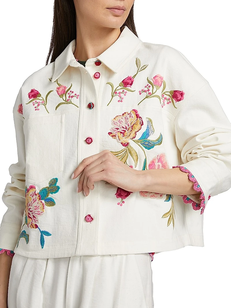 Stretch-Cotton Denim Crop Jacket