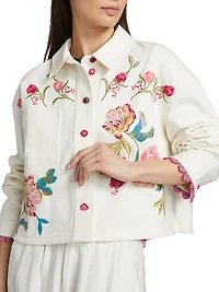 Stretch-Cotton Denim Crop Jacket