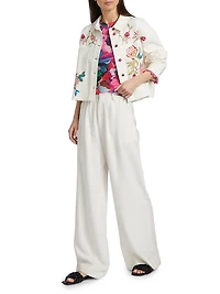 Stretch-Cotton Denim Crop Jacket