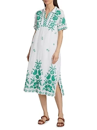 Embroidery Polo T-Shirt Midi-Dress