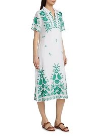 Embroidery Polo T-Shirt Midi-Dress