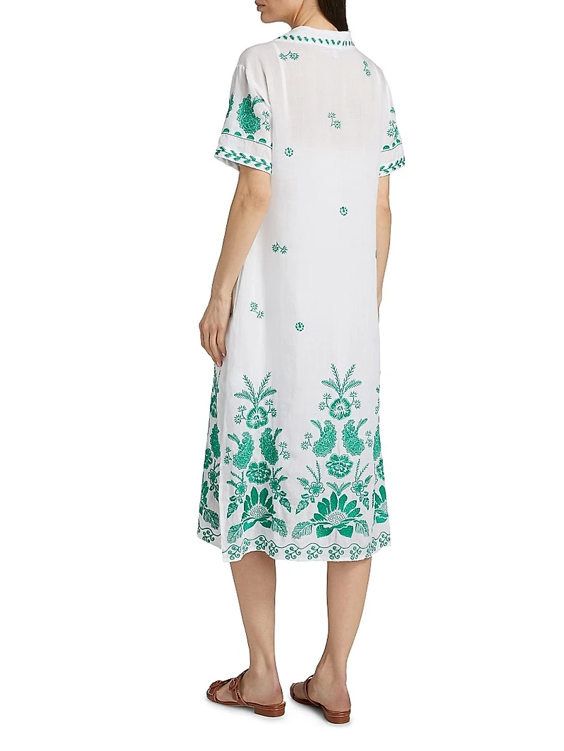 Embroidery Polo T-Shirt Midi-Dress