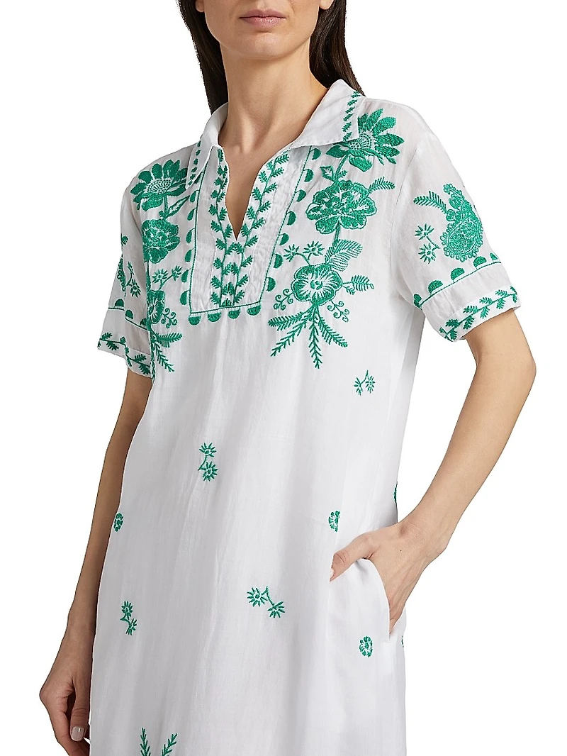 Embroidery Polo T-Shirt Midi-Dress