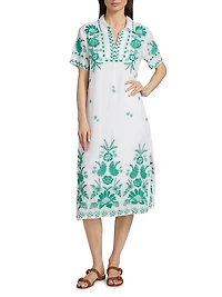 Embroidery Polo T-Shirt Midi-Dress