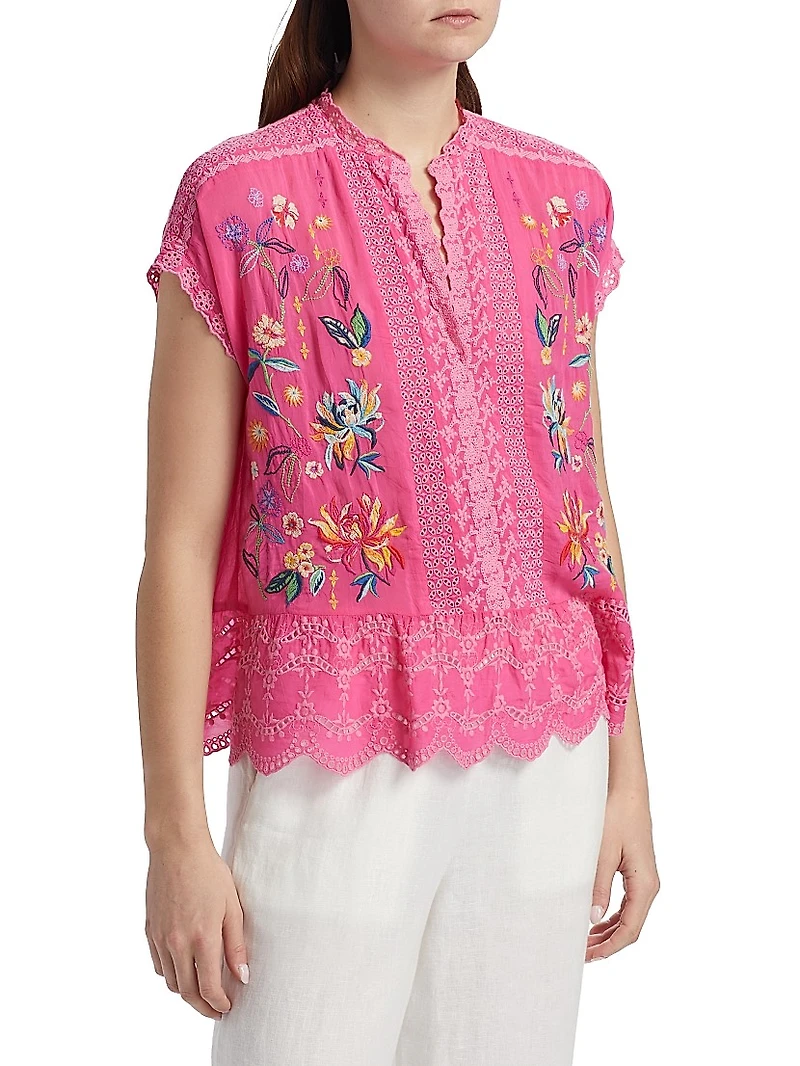 Astrud Floral Embroidered Cotton Blouse