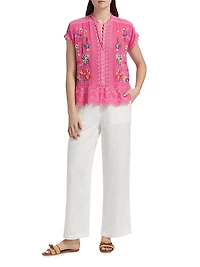 Astrud Floral Embroidered Cotton Blouse