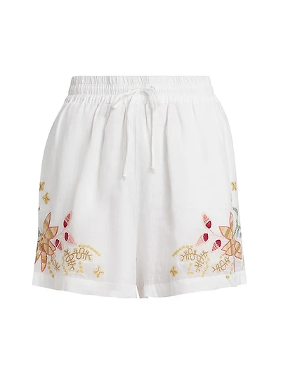 Embroidered Drawstring Shorts