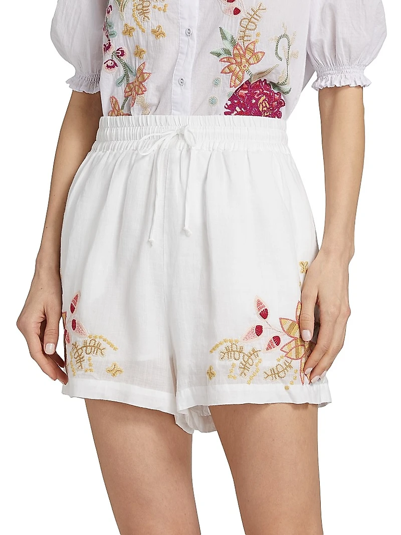 Embroidered Drawstring Shorts