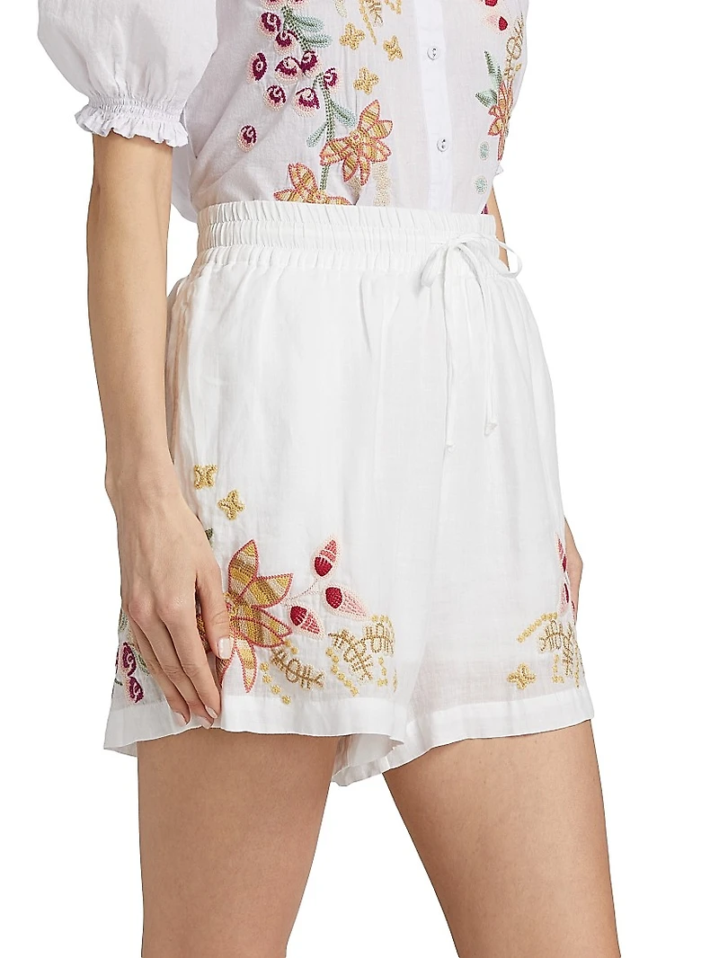 Embroidered Drawstring Shorts