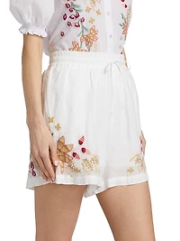 Embroidered Drawstring Shorts