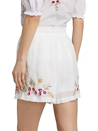 Embroidered Drawstring Shorts