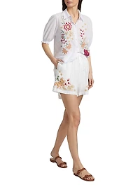 Embroidered Drawstring Shorts