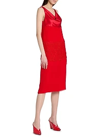 Cowlneck Silk Lace Midi-Dress