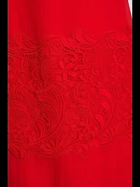 Cowlneck Silk Lace Midi-Dress