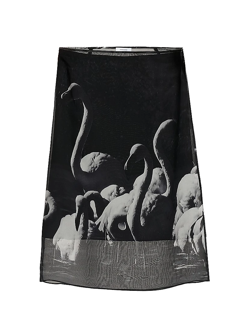 Flamingo Silk Knee-Length Skirt