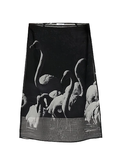 Flamingo Silk Knee-Length Skirt