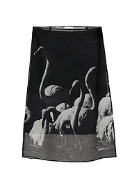 Flamingo Silk Knee-Length Skirt
