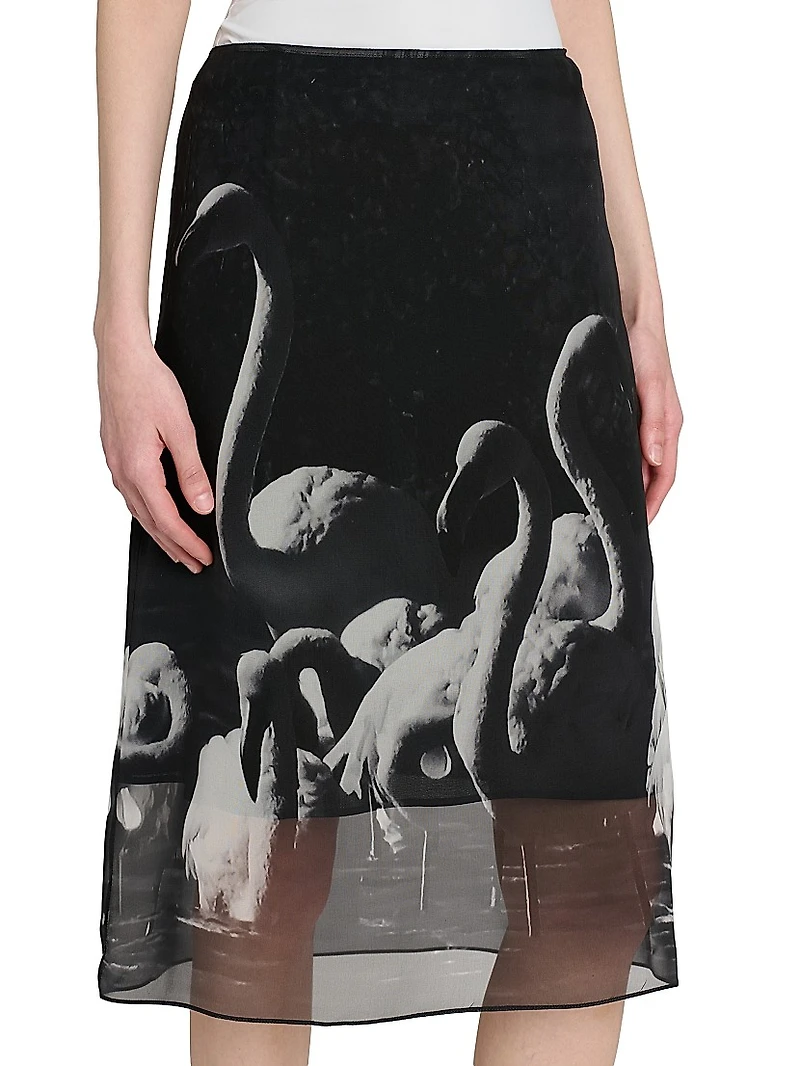 Flamingo Silk Knee-Length Skirt