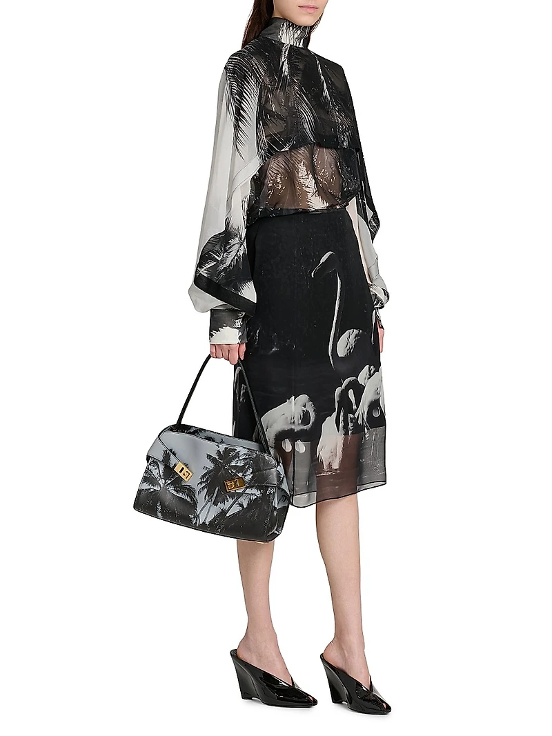 Flamingo Silk Knee-Length Skirt