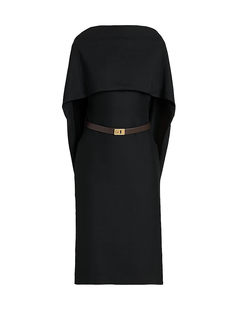 Capelette Belted Midi-Dress