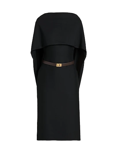 Capelette Belted Midi-Dress