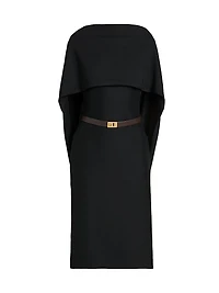 Capelette Belted Midi-Dress