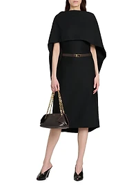 Capelette Belted Midi-Dress